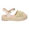 Sandalias doradas planas en yute pala trenzada abierta mujer TF2638