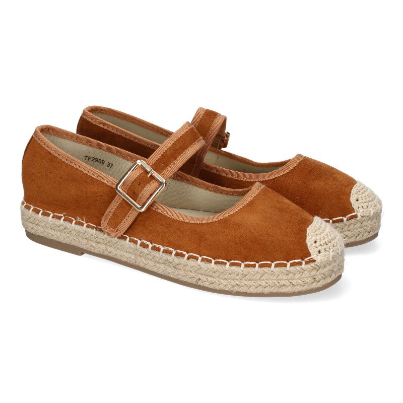 Bailarinas estilo alpargatas en yute para mujer color camel TF2909