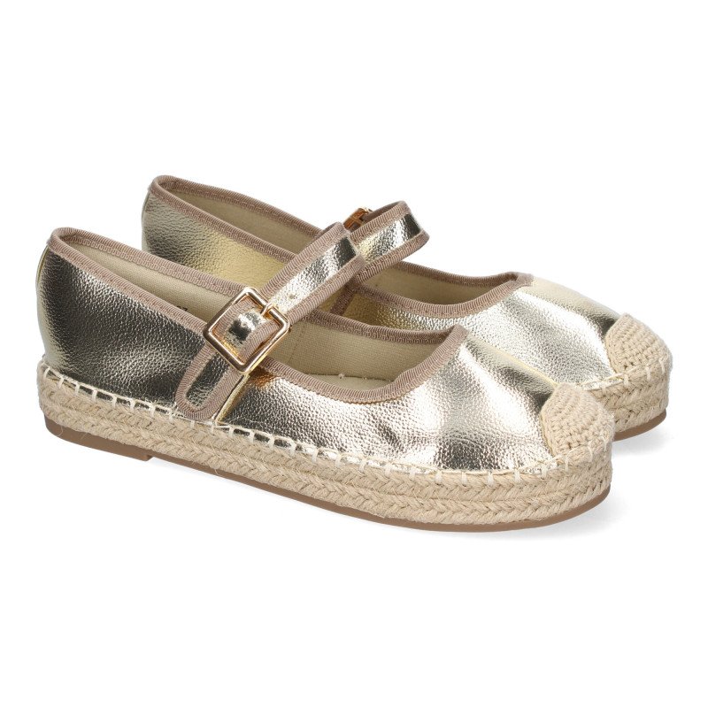 Bailarinas doradas estilo alpargatas en yute para mujer TF2909 Bailarinas doradas estilo alpargatas en yute para mujer TF2909