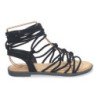 Sandalias planas cómodas lazos trenzados para mujer color negro TF3107