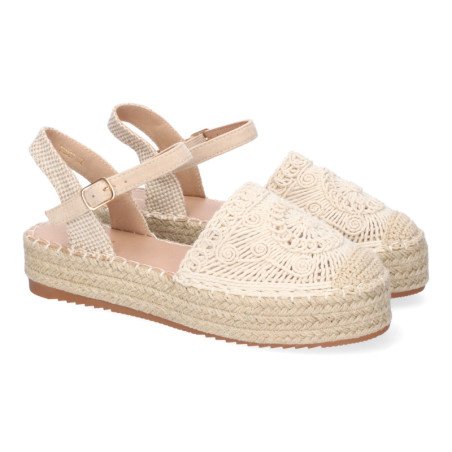 Alpargatas de plataforma en yute y hebilla mujer color beige TF3307