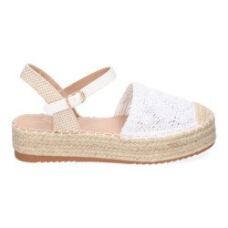 Alpargatas de plataforma en yute y hebilla mujer color blanco TF3307