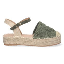 Alpargatas de plataforma en yute y hebilla mujer color verde TF3307