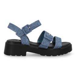 Sandalias planas cómodas hebilla para mujer color azul TF3525