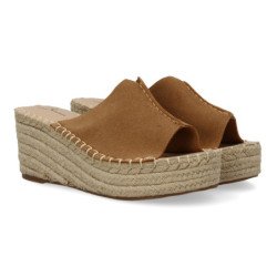 Sandalias de plataforma en yute para mujer pala color kaki TF5154