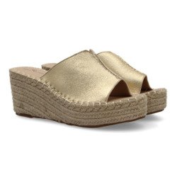 Sandalias doradas de plataforma en yute para mujer TF5154