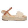 Sandalias de plataforma en yute y hebilla mujer color beige