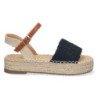 Sandalias de plataforma en yute y hebilla mujer color negro