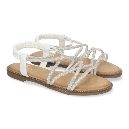 Sandalias planas cómodas detalles brillantes mujer color blanco TF6016