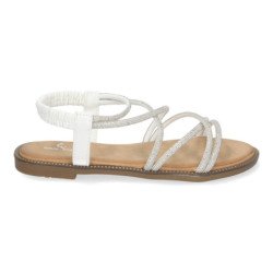 Sandalias planas cómodas detalles brillantes mujer color blanco TF6016