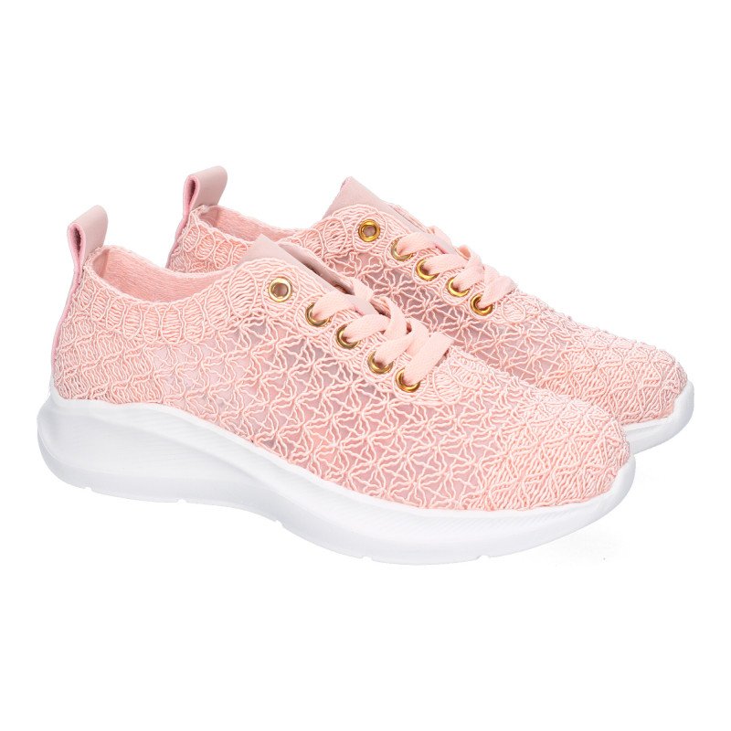 Deportivas cómodas diseño boradod para mujer color rosa TT-79