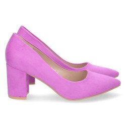 Zapatos de tacon comodo estilo salon y punta fina mujer lila