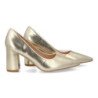 Zapatos dorados de tacon comodo estilo salon y punta fina mujer TY5552