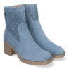 Botines de tacón bajo calados color jeans punta redonda mujer VR001