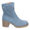 Botines de tacón bajo calados color jeans punta redonda mujer VR001