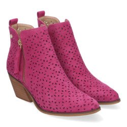 Botines de tacón cómodos calados color fucsia para mujer VR003