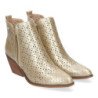 Botines dorados de tacón cómodo calados para mujer VR003