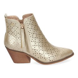 Botines dorados de tacón cómodo calados para mujer VR003