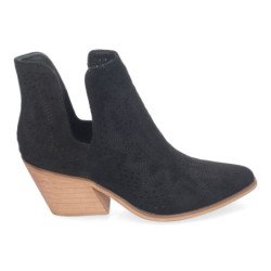 Botines de tacón bajo calados cómodos color negro para mujer VR004