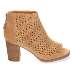 Botines de tacón con calados mujer color kaki