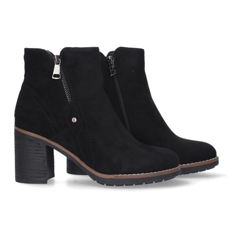Botines color negro de tacón medio cremallera mujer VR3-507