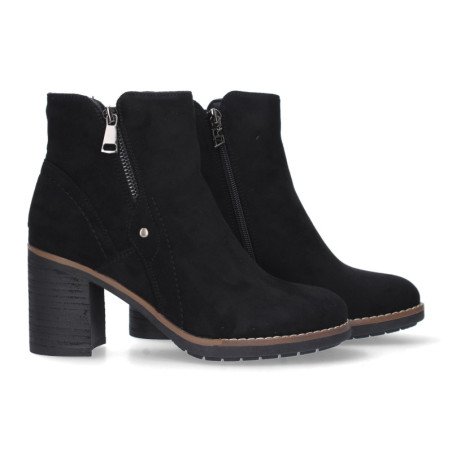 Botines color negro de tacón medio cremallera mujer VR3-507