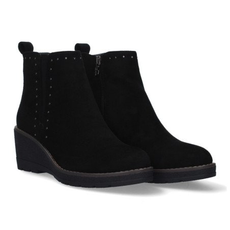 Botines de cuña cómodos con tachuelas para mujer color negro VR3-520