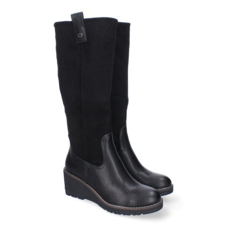 Botas altas de cuña cómoda para mujer color negro VR3-523