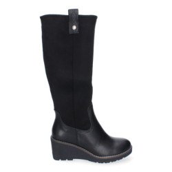 Botas altas de cuña cómoda para mujer color negro VR3-523