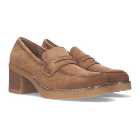 Mocasines de tacón cómodo para mujer color camel VR3-537