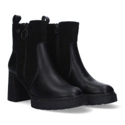 Botines de tacón comodo con cremallera para muer color negro VR3-557