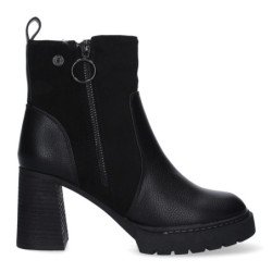 Botines de tacón comodo con cremallera para muer color negro VR3-557