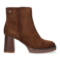 Botines de tacón medio punta redonda mujer color cuero VR3-559