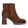 Botines de tacón medio punta redonda mujer color cuero VR3-559