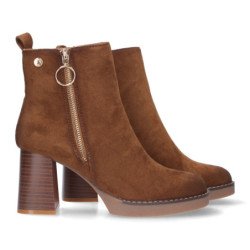 Botines de tacón y plataforma mujer color marrón VR3-561