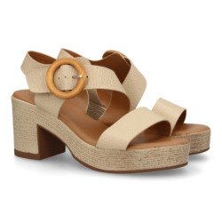 Sandalias de plataforma y tacón en yute para mujer color beige VR5-1610