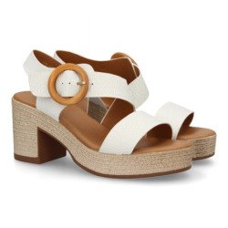 Sandalias de plataforma y tacón en yute para mujer color blanco VR5-1610