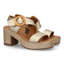 Sandalias doradas de plataforma y tacón en yute para mujer VR5-1610