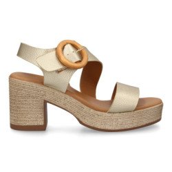 Sandalias doradas de plataforma y tacón en yute para mujer VR5-1610