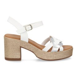 Sandalias de plataforma y tacón en yute para mujer color blanco VR5-1614
