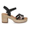 Sandalias de plataforma y tacón en yute para mujer color negro VR5-1614