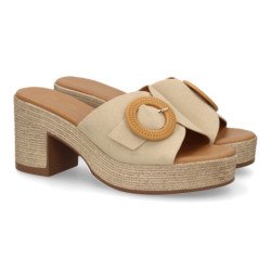 Zuecos de plataforma y tacón en yute para mujer color beige VR5-1615