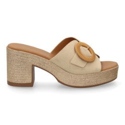 Zuecos de plataforma y tacón en yute para mujer color beige VR5-1615