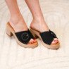 Zuecos de plataforma y tacón en yute para mujer color negro VR5-1615