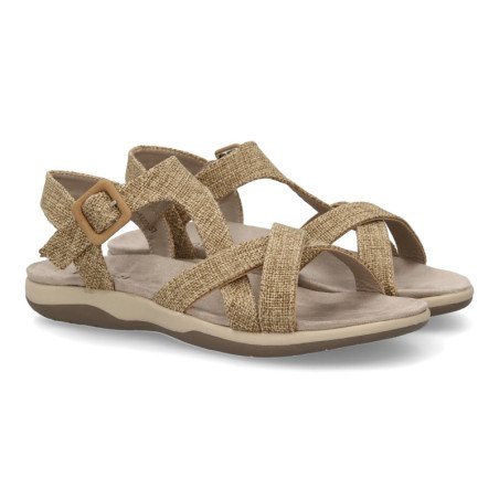 Sandalias planas cómodas para mujer color taupe VR5-1655