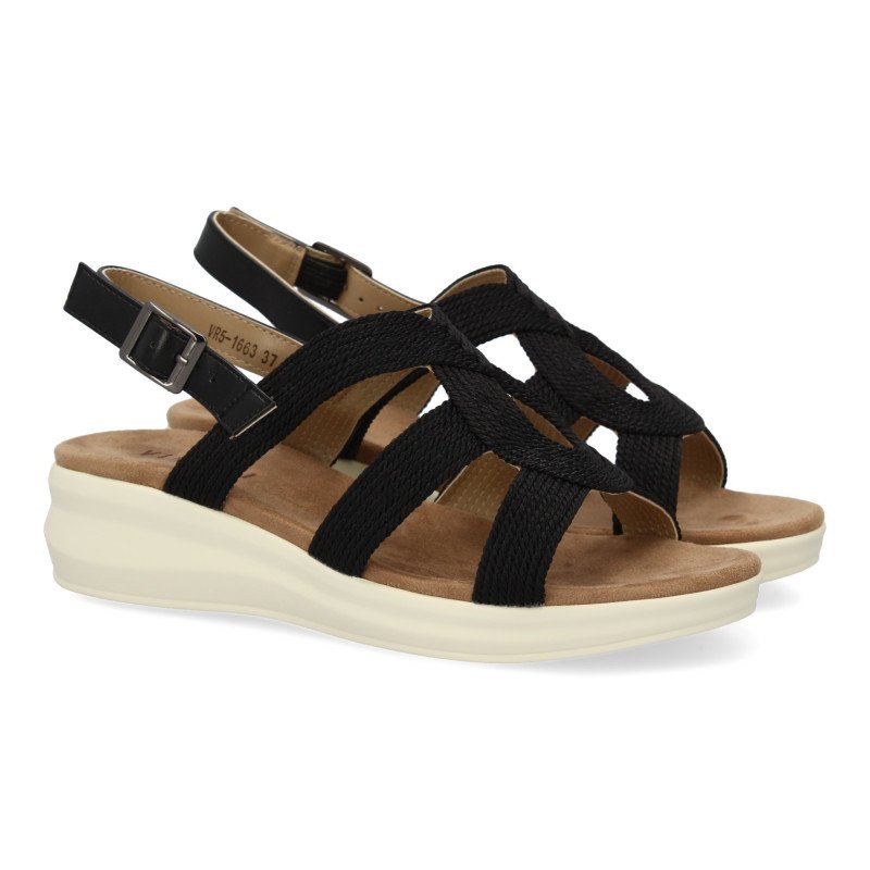 Sandalias planas cómodas para mujer color negro VR5-1663