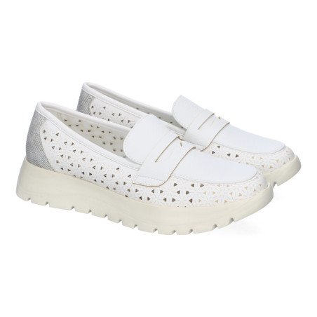 Mocasines planos calados para mujer color blanco VR5-1676