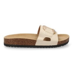 Sandalias planas cómodas suela bio para mujer color beige VR5-1756