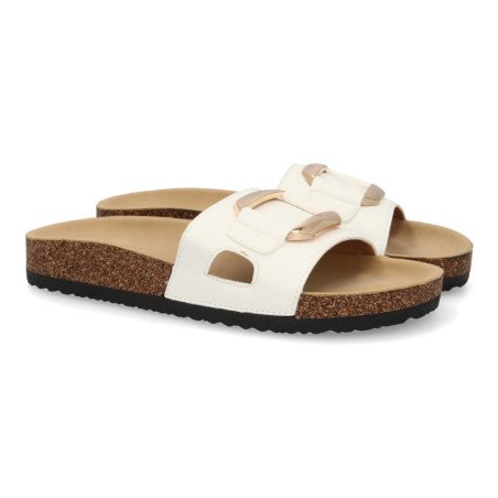 Sandalias planas cómodas elegantes para mujer color blanco VR5-1756