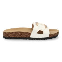 Sandalias planas cómodas elegantes para mujer color blanco VR5-1756